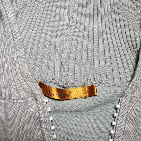 Belldini Grey Short Sleeved Ribbed Zip Up Hoody with Rhinestones Size S - Picture 4 of 10